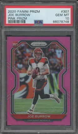 2020 Panini Prizm JOE BURROW #307 Rookie RC Pink Prizm PSA 10 GEM MINT BIN31 - Image 1