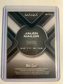 Jalen Nailor 2022 Wild Card Auto Mania Rookie Auto Red Green Shimmer #D /10 SSP - Image 2