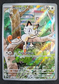 Pokemon Meowth 106/094 Holo Illustration Rare Me02: Phantasmal Flames Card - Image 1