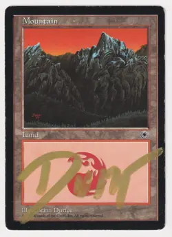 Gold Signed Mountain HP Portal Artist Brian Durfee 1997 WOTC MTG Magic Vintage! - Image 1