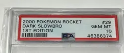 2000 Pokemon Team Rocket 1st Edition Dark Slowbro #29 Card WOTC Gem Mint PSA 10 - Image 4