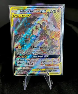 Reshiram & Zekrom GX 222/236 Ultra Rare COSMIC ECLIPSE Pokemon Near Mint - Image 1