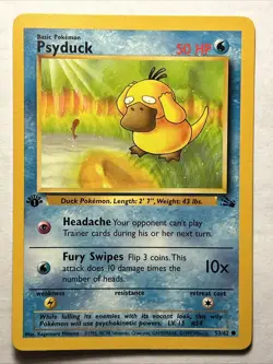 Psyduck 53/62 Fossil Set 1st Edition 1999 Pokemon TCG Vintage WOTC Card NM - Image 1