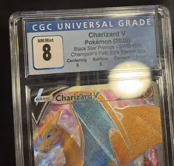 2020 POKEMON CHAMPION'S PATH ETB CHARIZARD V SWSH050 BLACK STAR PROMO CGC 8 - Image 3