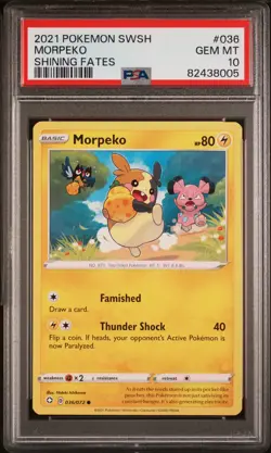 2021 POKEMON SWORD & SHIELD SHINING FATES #036 MORPEKO PSA 10 - Image 1