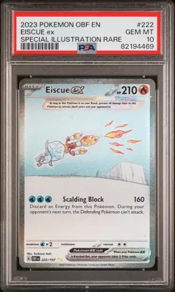 2023 POKEMON OBSIDIAN FLAMES EISCUE EX SPECIAL ILLUSTRATION RARE 222/197 PSA 10 - Image 1
