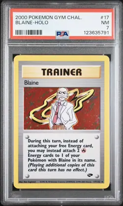 2000 POKEMON GYM CHALLENGE #17 BLAINE-HOLO PSA 7 - Image 1