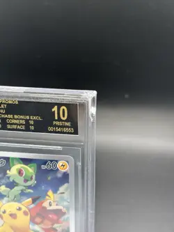 Pokemon Pikachu Promo Holo Sv-P 001/SV-P Beckett 10 black label *cracked slab* - Image 4
