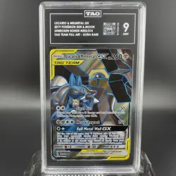 2019 POKEMON SUN & MOON UNBROKEN BONDS #203 FULL ART/LUCARIO & MELMETAL GX TAG 9 - Image 1