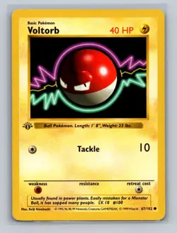 1st Edition Voltorb 67/102 Base Set Shadowless 1999 WOTC Pokemon Card TCG - MP - Image 1