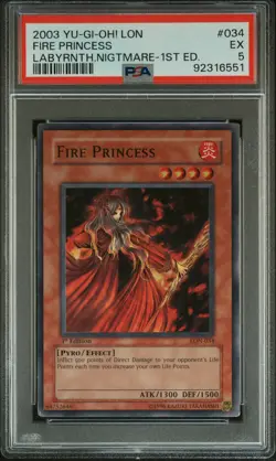 2003 YU-GI-OH! LON-LABYRINTH OF NIGHTMARE 1ST ED #034 FIRE PRINCESS PSA 5 - Image 1