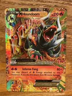 Pokemon TCG Mega M Houndoom EX 22/162 Full Art XY Breakthrough Card - Image 1