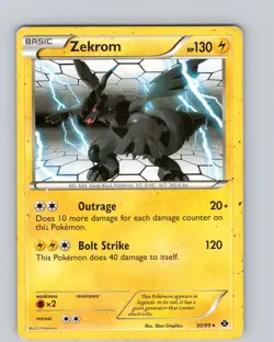 Pokemon TCG Zekrom B&W Next Destinies 50/99 Regular Rare Card Played MP - Image 1