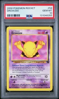 2000 Pokemon Rocket Drowzee #54 Graded PSA 10 GEM MINT - Image 1