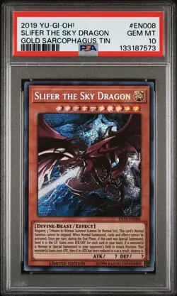 2019 YU-GI-OH! GOLD SARCOPHAGUS TIN #EN008 SLIFER THE SKY DRAGON PSA 10 - Image 1