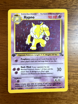 Pokemon TCG Hypno Fossil Holo Card 8/62 1st Edition Rare - Lightly Played - Image 1