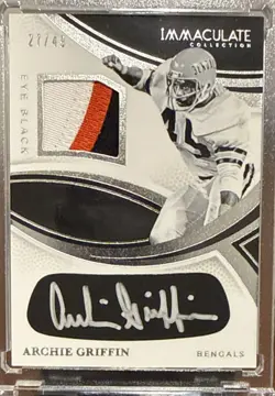 2025 Panini Immaculate Eye Black Jersey - Archie Griffin - Bengals Auto /49 - Image 1