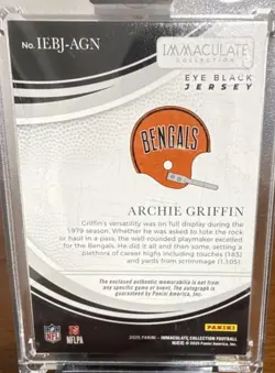2025 Panini Immaculate Eye Black Jersey - Archie Griffin - Bengals Auto /49 - Image 3