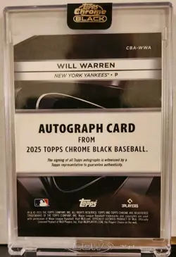 2025 Topps Chrome Black Will Warren - Auto Encased #CBA-WWA New York Yankees - Image 2