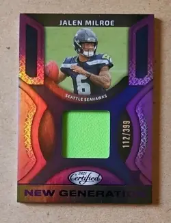 2025 Panini Certified New Generation Jerseys Mirror Purple Jalen Milroe /399 - Image 1