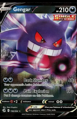 Pokemon Card - Gengar V Fusion Strike 156/264 Holo Rare V 2021 - Image 1