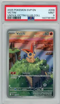 2025 Victini 208 SVP EN: Scarlet & Violet Promo Card Holo PSA 9 MINT - Image 1