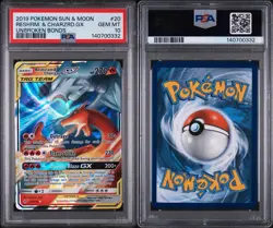 2019 POKEMON SUN & MOON UNBROKEN BONDS #20 RESHIRAM & CHARIZARD GX PSA 10 - Image 3