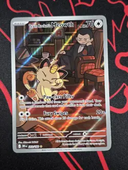 Pokemon Team Rocket's Meowth 203/182 Sv10 Illustration Rare Holo - Image 1