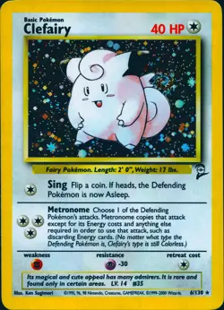 CLEFAIRY 6/130 HOLO RARE BASE SET 2 POKEMON HOLO LP - Image 1