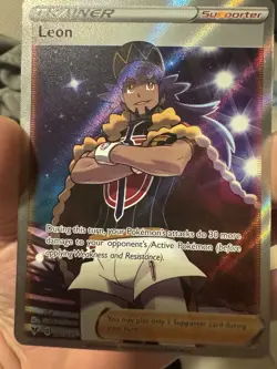 Pokemon Leon Full Art 182/185 Swsh04 Vivid Voltage Ultra Rare Holo Trainer NM - Image 4