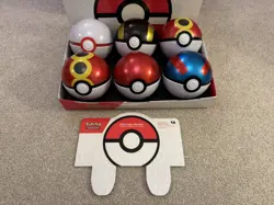 Pokemon TCG PokeBall Tins + Box + Display Case + Opened Contents 18 Packs! Used - Image 2
