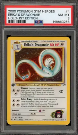 Pokemon Erika's Dragonair Gym Heroes 1st Edition Holo Rare #4 PSA 8 - Image 1