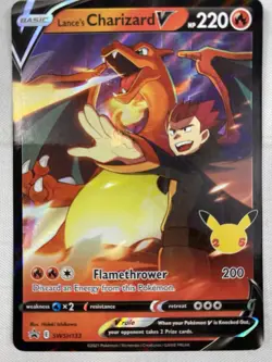 Lance’s Charizard V SWSH133 Pokemon Celebrations Black Star Promo Holo NM - Image 1