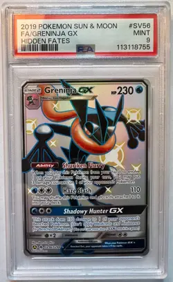 PSA 9 Mint TCG Pokemon Greninja GX Shiny Holo Rare Holo Hidden Fates - Image 1
