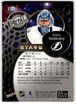 2022-23 Metal Universe Stars Andrei Vasilevskiy #119 Tampa Bay Lightning - Image 2