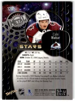 Cale Makar 2022-23 Metal Universe Stars #125 Colorado Avalanche - Image 2