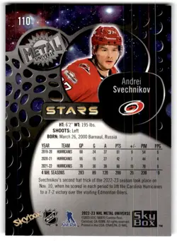 Andrei Svechnikov 2022-23 Metal Universe Stars #110 Carolina Hurricanes - Image 2