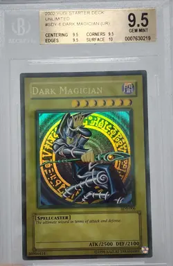 Dark Magician SDY BGS 9.5 Quad+ MAX FADED 1.5 Wavy Print Ultra Rare Yugioh 2002 - Image 1