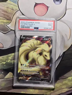 PSA 9 Ninetales V 2020 Rebel Clash 177/192 Pokemon Card - Image 1
