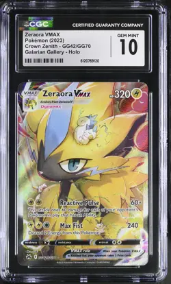 CGC 10 Zeraora VMAX GG42/GG70 Galarian Gallery Holo Crown Zenith Pokemon Card - Image 1