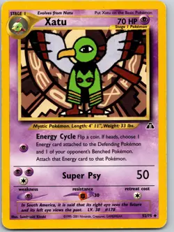 XATU POKEMON NEO DISCOVERY 52/75 UNCOMMON MP UNLIMITED - Image 2