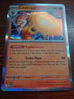 Cinderace 028/132 Me01: Mega Evolution Holo pokemon card - Image 1