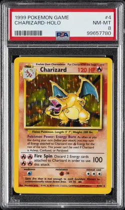 1999 POKEMON GAME #4 CHARIZARD-HOLO PSA 8 - Image 1