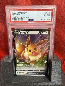 2022 Pokemon Battle Academy #065 Eevee V PSA 8 Mint - Image 1
