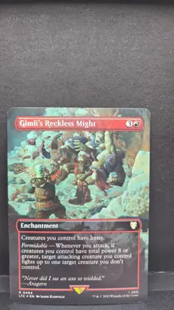 NM Gimli's Reckless Might (Borderless) Lord of the Rings FOIL - MTG RARE - Image 1