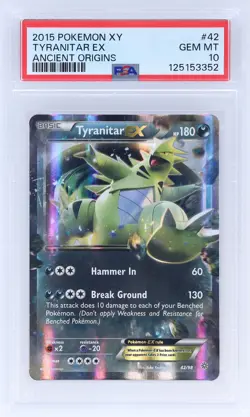 2015 Pokemon XY Ancient Origins Tyranitar EX #42 PSA 10 Gem Mint - Image 1