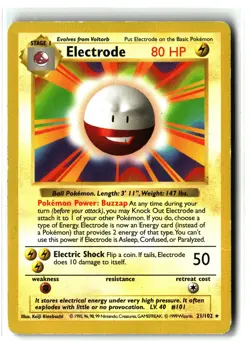 Electrode ⭐ 21/102 Rare Shadowless Base Set 1999 Pokemon MP - Image 1