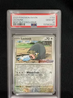 GRADED PSA 10 GEM MT 2023 Pokemon SVI EN Lechonk Best Buy Exclusive #156 - Image 1