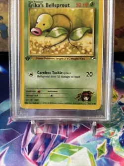 Pokemon TCG PSA 8 2000 Gym Heroes 1st Edition Erika’ Bellsprout WOTC Vintage - Image 4