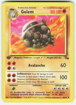 POKEMON GOLEM 36 FOSSIL 1ST EDITION MP - Image 1